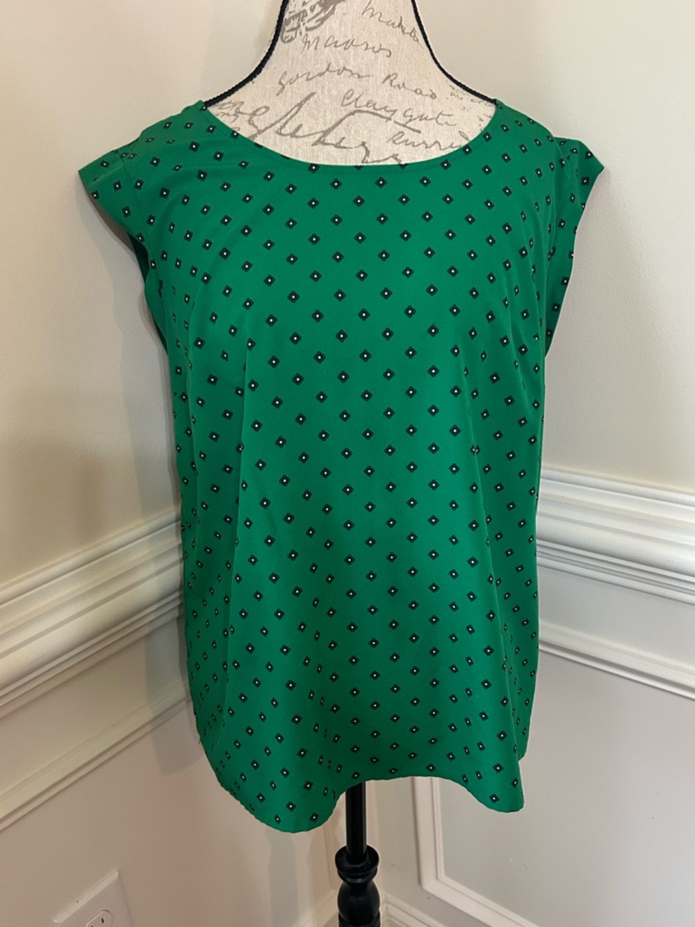 Merona Green Short-Sleeve Polka Dot Blouse